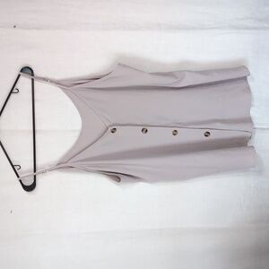Light Grey Spaghetti Strap Button Front Vneck Tank Size 2x
